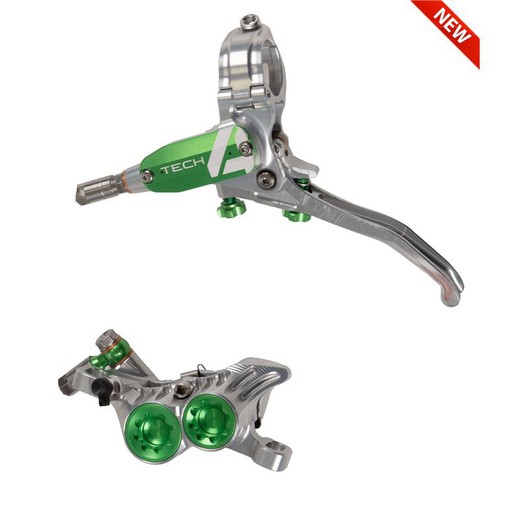 Freno Hope Tech 4  V4 Trasero Plata/Verde Compatible E-Bike