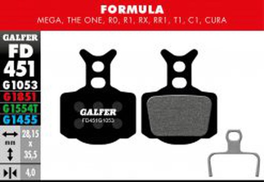 Pastillas De Freno Galfer Standard Formula Mega ,One,R0,R1,Rx,Rr1,T1,C1,Cura