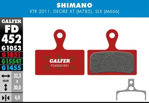 Pastillas De Freno Galfer Advance Shimano XTR. XT. SLX