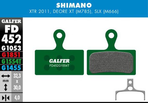 Pastillas De Freno Galfer Pro Shimano Xtr, Xt 2014, Deore Xt 785, Slx