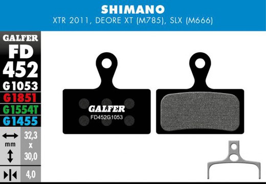 Pastillas De Freno Galfer Standard Shimano Xtr, Xt 2014 , Deore Xt 785, Slx