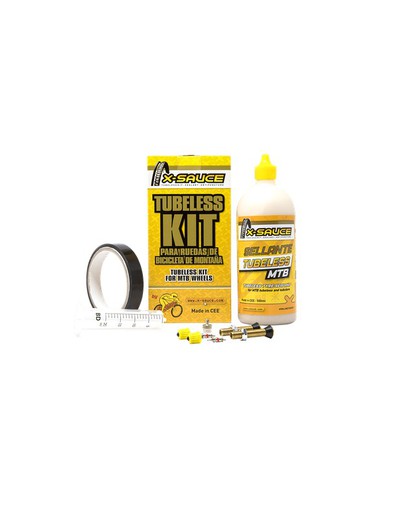 Kit Tubeless Mtb X-Sauce Válvula Gorda - Cinta Negra 25mm: