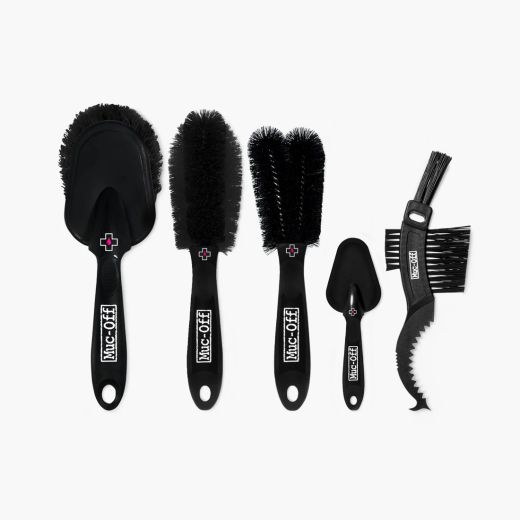 🔥 Kit 5 Cepillos Muc-Off Premium 🚴🧽 | Limpieza Total: Gancho Cassette + Profundidad + Suave + Doble Cabezal + Componentes/Ruedas