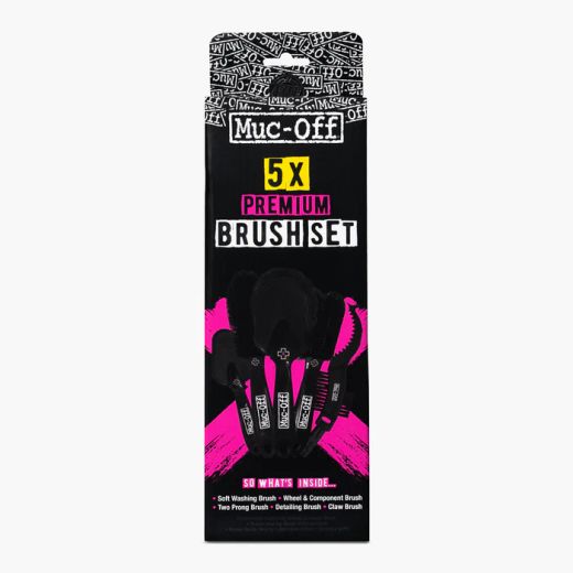 🔥 Kit 5 Cepillos Muc-Off Premium 🚴🧽 | Limpieza Total: Gancho Cassette + Profundidad + Suave + Doble Cabezal + Componentes/Ruedas