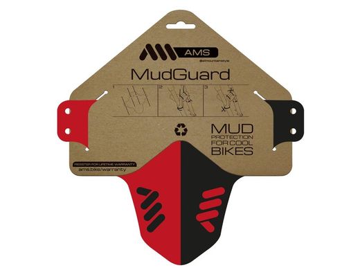 🚵‍♂️ Guardabarros AMS Mud Guard – Rojo/Negro  🔥 Protección y estilo para tu bicicleta