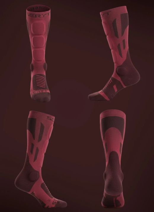 🛡️🔴 Calcetines Protectores SHELTER Protective Socks Dark Red – Protección, Comodidad y Estilo para MTB 🚵‍♂️🏔️