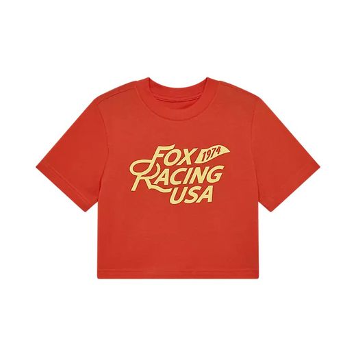 👕 Camiseta Baby Fox USA para Mujer – Estilo y Comodidad con Espíritu Racing Naranja sangre