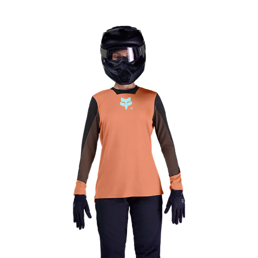 🦊💪 Camiseta de Manga Larga FOX Defend Elevated Mujer  | Resistencia y Comodidad MTB Coral