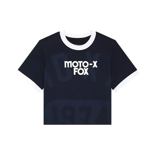Camiseta Fox Circa 74 con Cuello en V para Mujer – Estilo Clásico y Deportivo Azul medianoche