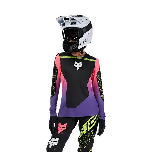 👕🚵‍♀️ Camiseta Fox de Manga Larga Flexair Elevated para Mujer– Confort y Estilo para Ciclistas de MTB Color Negro