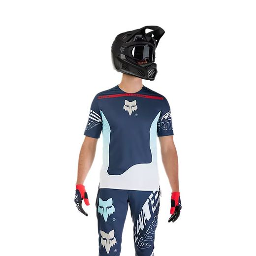 🚴‍♀️ Camiseta Fox Flexair Elevated – Confort y Rendimiento para Ciclistas de MTB Azul Medianoche 🌌