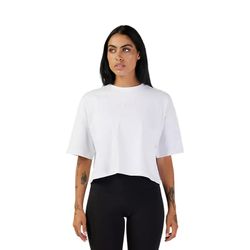Camiseta Fox Premium Wordmark Crop para Mujer – Estilo y Comodidad en un Diseño Moderno 🔥 Blanco