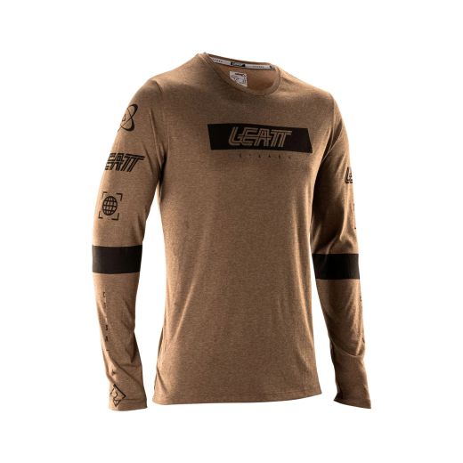 🤍🟤 Camiseta Leatt MTB Gravity 3.0 Manga Larga Marfil Marrón – Control, confort y estilo sin límites 🚵‍♀️💨