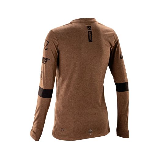 🌿🚴‍♀️ Camiseta Leatt MTB Gravity 3.0 Manga Larga Mujer Marrón Loam – Estilo natural y máximo rendimiento 💪✨