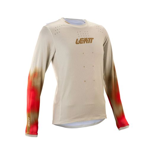 🤍🚵‍♀️ Camiseta Leatt MTB Gravity 4.0 Manga Larga Mujer Blanco Cream – Comodidad, estilo y rendimiento sin límites ⚡💫