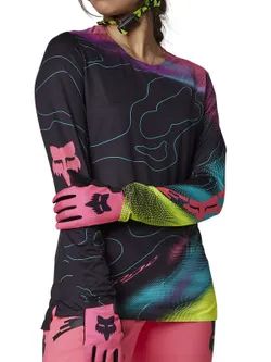 🖤💖 Camiseta Técnica De Manga Larga Lunar Flexair Para Mujer Negra/Rosa