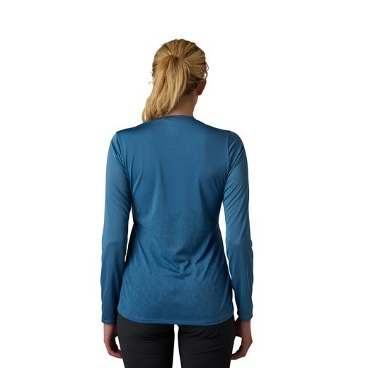 Camiseta Técnica Fox de Manga Larga Ranger TruDri™ para Mujer – Comodidad y Rendimiento en MTB Azul Pizarra Oscuro