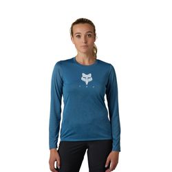 Camiseta Técnica Fox de Manga Larga Ranger TruDri™ para Mujer – Comodidad y Rendimiento en MTB Azul Pizarra Oscuro