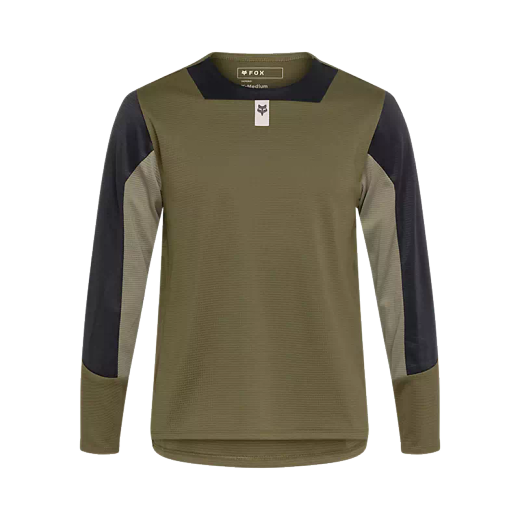 Camiseta Técnica Fox de Manga Larga Defend – Juvenil (Verde Oliva) Resistencia, Comodidad y Estilo para el Ciclista Juvenil