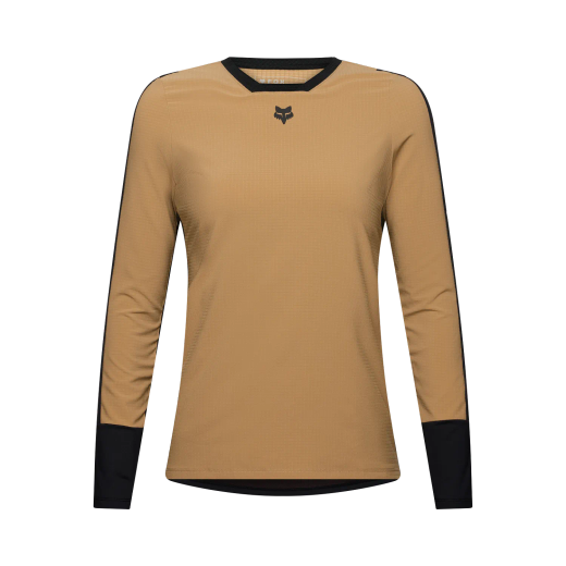 🔥 Camiseta Técnica Fox Defend Thermal Mujer – Rendimiento y Calidez para MTB (Marrón Azúcar) 🖤