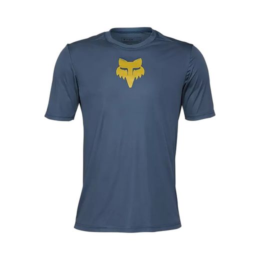 Camiseta Técnica FOX Ranger Lab Head – Azul Vintage Oscuro | Rendimiento y Estilo en MTB 🚴‍♂️💨
