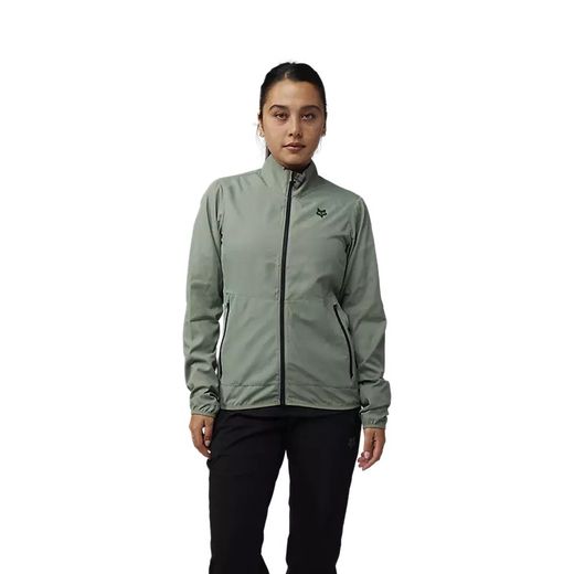 🌬️🚵‍♀️ Chaqueta Fox Cortavientos Ranger Mujer – Protección Ligera para MTB y Enduro (Verde musgo) 🌿