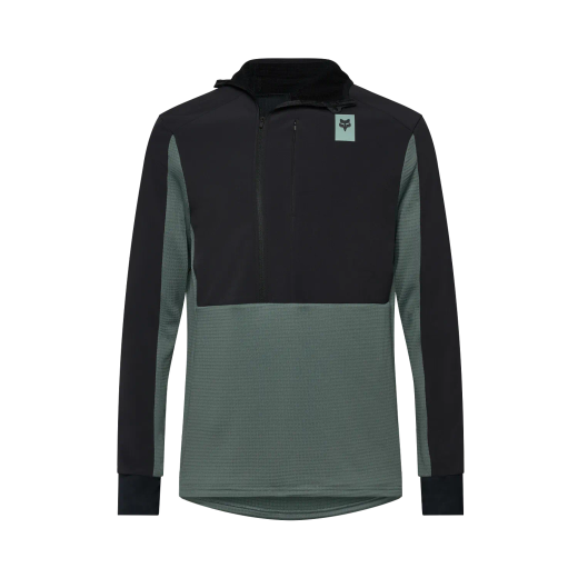 ❄️🖤 Sudadera Fox Defend Thermal con Capucha – Verde salvia 🚴‍♀️🔥