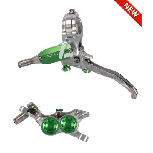 🔥 Freno Hope Tech 4 E4 Trasero Plata/Verde – Potencia y Control Superior 🚴‍♂️🥈💚