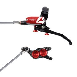 🚵‍♂️ Freno Hope Tech 4 E4 Delantero Negro/Rojo – Máximo Rendimiento con Latiguillo Metálico 🔥🛑