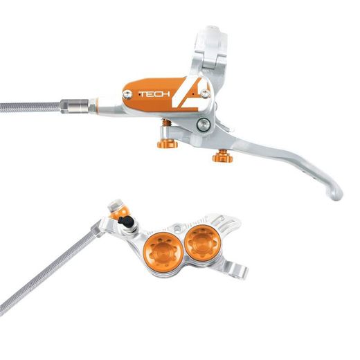 🚵‍♂️ Freno Hope Tech 4 V4 Delantero Plata/Naranja – Potencia y Control Premium Compatible E-Bike 🔥🛑