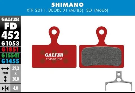 Pastillas De Freno Galfer Advance Shimano XTR. XT. SLX