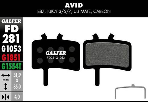 Pastillas De Freno Galfer Standard Avid Bb7, Juicy 3,5,7,Ultimate Carbon