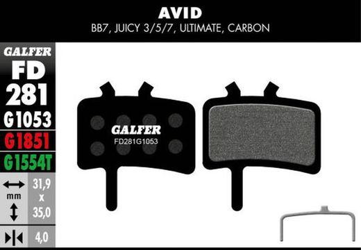 🛑 Pastillas de Freno Galfer Standard para Avid BB7, Juicy 3, 5, 7 y Ultimate Carbon 🚴‍♂️🔥