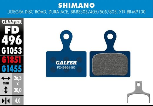 Pastillas De Freno Galfer Road Shimano Ultegra  Disc Road,  Dura Ace, Br-Rs305, Rs405, Rs505, Rs805, Xtr Br-M9100