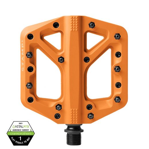 Pedales Crankbrothers Plataforma Stamp 1 Pequeños Naranjas | Agarre, ligereza y estilo vibrante para tus rutas