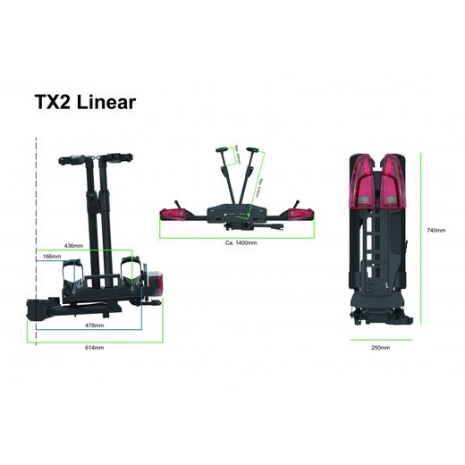Portabicicletas Spinder TX2 LED 2026 (2 unidades de bicicletas eléctricas)