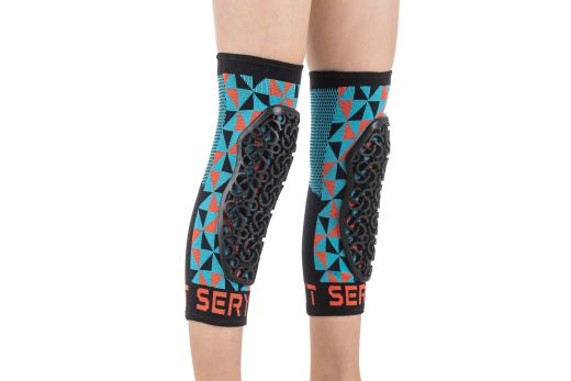 🛡️ Rodilleras Niño Flow Arlecchino Azul Claro / Rojo 🔵🔴 | Protección Infantil MTB 🚵‍♂️🔥