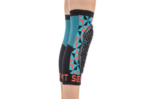 🛡️ Rodilleras Niño Flow Arlecchino Azul Claro / Rojo 🔵🔴 | Protección Infantil MTB 🚵‍♂️🔥