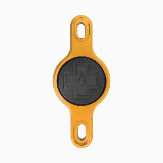 Soporte Muc-Off Secure Tag V2 para Apple AirTag al Portabidón Oro 🔒🚴‍♂️ | Localiza tu Bici con Estilo Dorado ✨🔑