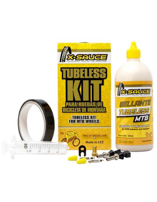 Kit Tubeless Mtb X-Sauce Válvula Fina - Cinta Negra 20mm.